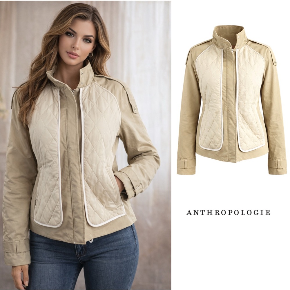 NEW Anthropologie Quilt Mix Cropped Utility Jacket